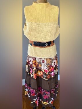 Vintage Liz Claiborne Sweater Vest Yellow Cotton Blend Mock Neck 90s Lizwear M